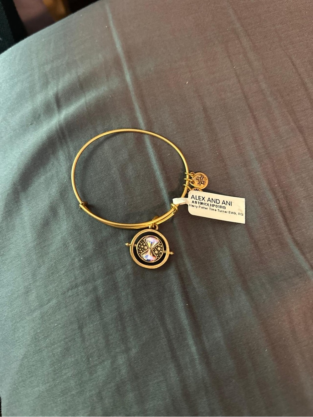Alex and Ani Gold-tone Compass Locket Bangle with Iridescent Accent